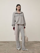 CUT OUT HALF ZIP SWEATSHIRT FOR WOMEN IN GRAY