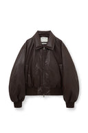 FAUX LEATHER DOWN JUMPER FOR WOMEN IN BROWN