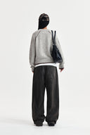 MATIN KIM連肩袖針織上衣 淺灰