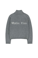 CASHMERE BLENDED SPELL POINT KNIT ZIP UP IN GREY