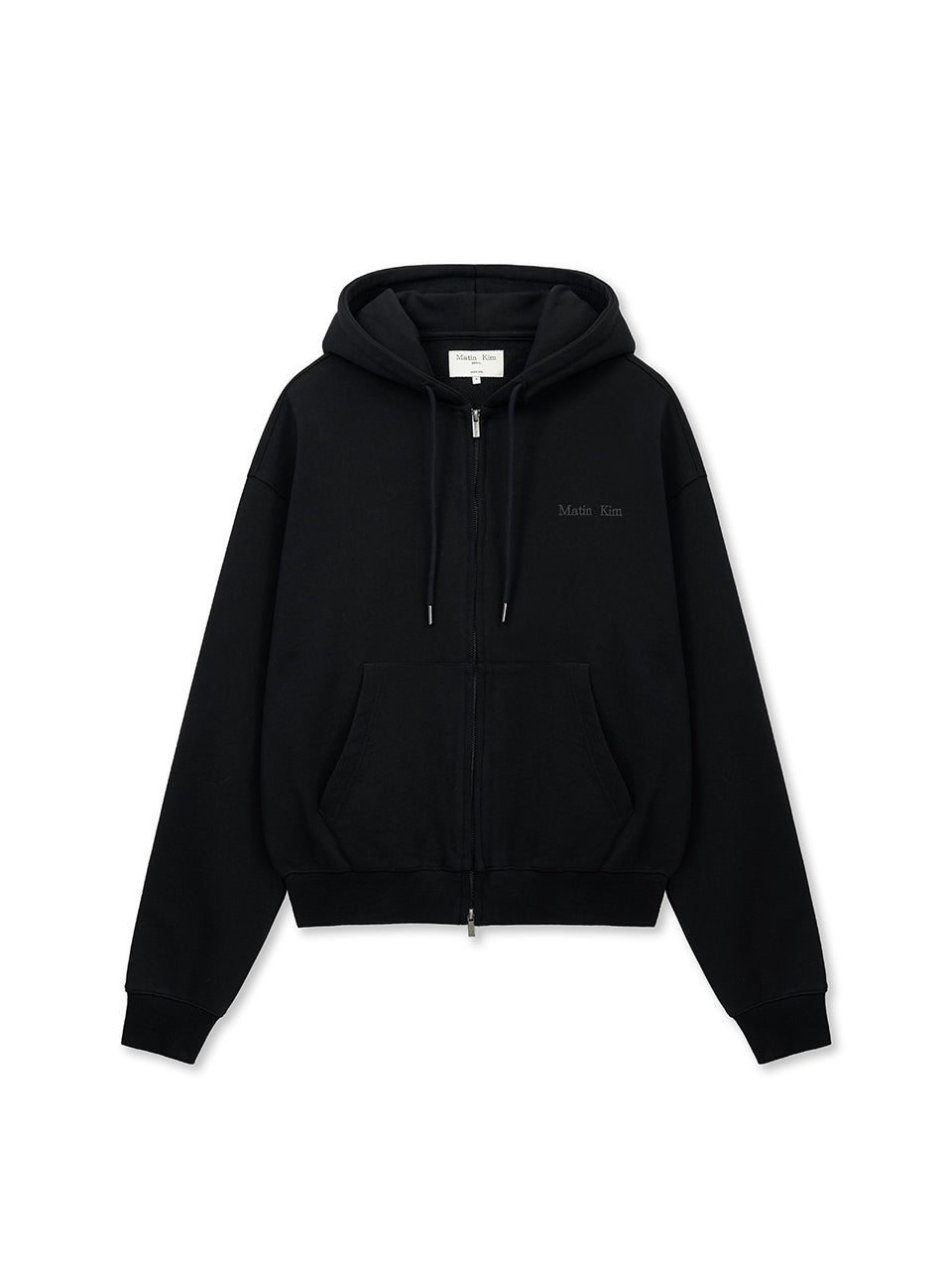 Matin Kim ジップアップパーカー ブラック F BACK LOGO ESSENTIAL HOODY ZIP UP IN BLACK – MATIN KIM