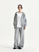 BACK LOGO ESSENTIAL HOODY ZIP UP IN GRAY
