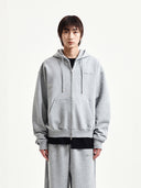 BACK LOGO ESSENTIAL HOODY ZIP UP IN GRAY