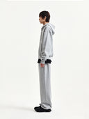 BACK LOGO ESSENTIAL HOODY ZIP UP IN GRAY