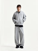 BACK LOGO ESSENTIAL HOODY ZIP UP IN GRAY