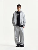 BACK LOGO ESSENTIAL HOODY ZIP UP IN GRAY