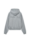 BACK LOGO ESSENTIAL HOODY ZIP UP IN GRAY