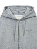 BACK LOGO ESSENTIAL HOODY ZIP UP IN GRAY