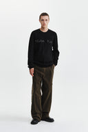 MATIN APPLIQUE LOGO KNIT PULLOVER IN BLACK