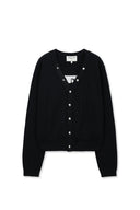 BACK LOGO SNAP BUTTON CARDIGAN IN BLACK