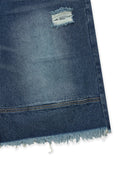 DESTROYED BERMUDA DENIM PANTS FOR MEN IN NAVY