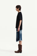 DESTROYED BERMUDA DENIM PANTS FOR MEN IN NAVY