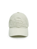 ROUGH CUT APPLIQUE BALL CAP IN LIGHT BEIGE