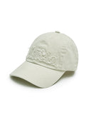 ROUGH CUT APPLIQUE BALL CAP IN LIGHT BEIGE