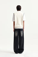 MATIN SPELL POINT KNIT ZIP UP VEST IN IVORY