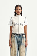 MATIN SPELL POINT KNIT ZIP UP VEST IN IVORY