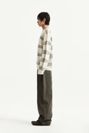 拼接條紋針織上衣 淺黃色