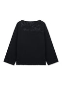 RAW HEM FINISHED BOAT NECK TOP IN BLACK