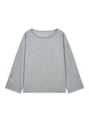 RAW HEM FINISHED BOAT NECK TOP IN GRAY