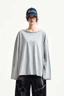 RAW HEM FINISHED BOAT NECK TOP IN GRAY
