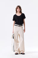 STUD POINT COLOR DENIM PANTS IN CREAM