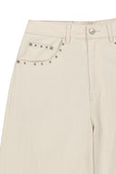 STUD POINT COLOR DENIM PANTS IN CREAM
