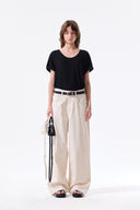 STUD POINT COLOR DENIM PANTS IN CREAM
