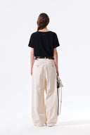 STUD POINT COLOR DENIM PANTS IN CREAM