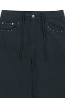STUD POINT COLOR DENIM PANTS IN NAVY