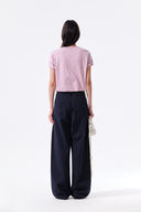 STUD POINT COLOR DENIM PANTS IN NAVY