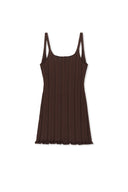 OPEN BACK RIBBED KNIT DRESS IN BROWN