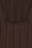 OPEN BACK RIBBED KNIT DRESS IN BROWN