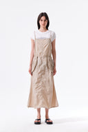 STRAP DETAIL SLEEVELESS UTILITY DRESS IN BEIGE