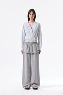 LAYERED SKIRT JERSEY PANTS IN GRAY
