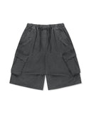WASHED COTTON PATCH POCKET BERMUDA PANTS IN CHARCOAL GREY