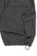 WASHED COTTON PATCH POCKET BERMUDA PANTS IN CHARCOAL GREY