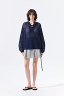 DISTRESSED TERRY SKIRT SHORTS IN GRAY