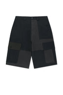 PATCHWORK CARGO BERMUDA PANTS FOR MEN IN CHARCOAL GREY