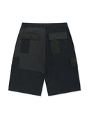 PATCHWORK CARGO BERMUDA PANTS FOR MEN IN CHARCOAL GREY