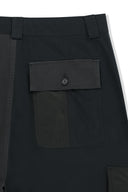 PATCHWORK CARGO BERMUDA PANTS FOR MEN IN CHARCOAL GREY