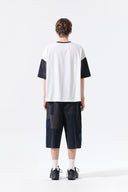 PATCHWORK CARGO BERMUDA PANTS FOR MEN IN CHARCOAL GREY