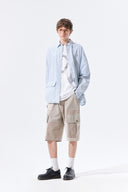 WASHED COTTON DRAWSTRING SHIRT IN SKY BLUE