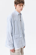 WASHED COTTON DRAWSTRING SHIRT IN SKY BLUE