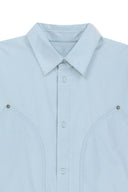 WASHED COTTON DRAWSTRING SHIRT IN SKY BLUE