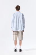 WASHED COTTON DRAWSTRING SHIRT IN SKY BLUE