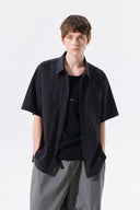 SMALL LOGO OVER FIT SHIRT FOR MEN IN CHARCOAL GREY