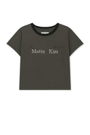 TONAL RIB LOGO CROP TOP IN CHARCOAL