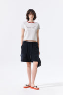TONAL RIB LOGO CROP TOP IN GREY