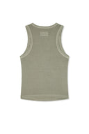 DISTRESSED SLEEVELESS LOGO TOP IN BEIGE