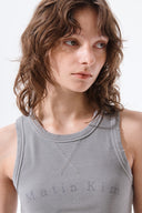 DISTRESSED SLEEVELESS LOGO TOP IN LIGHT GRAY